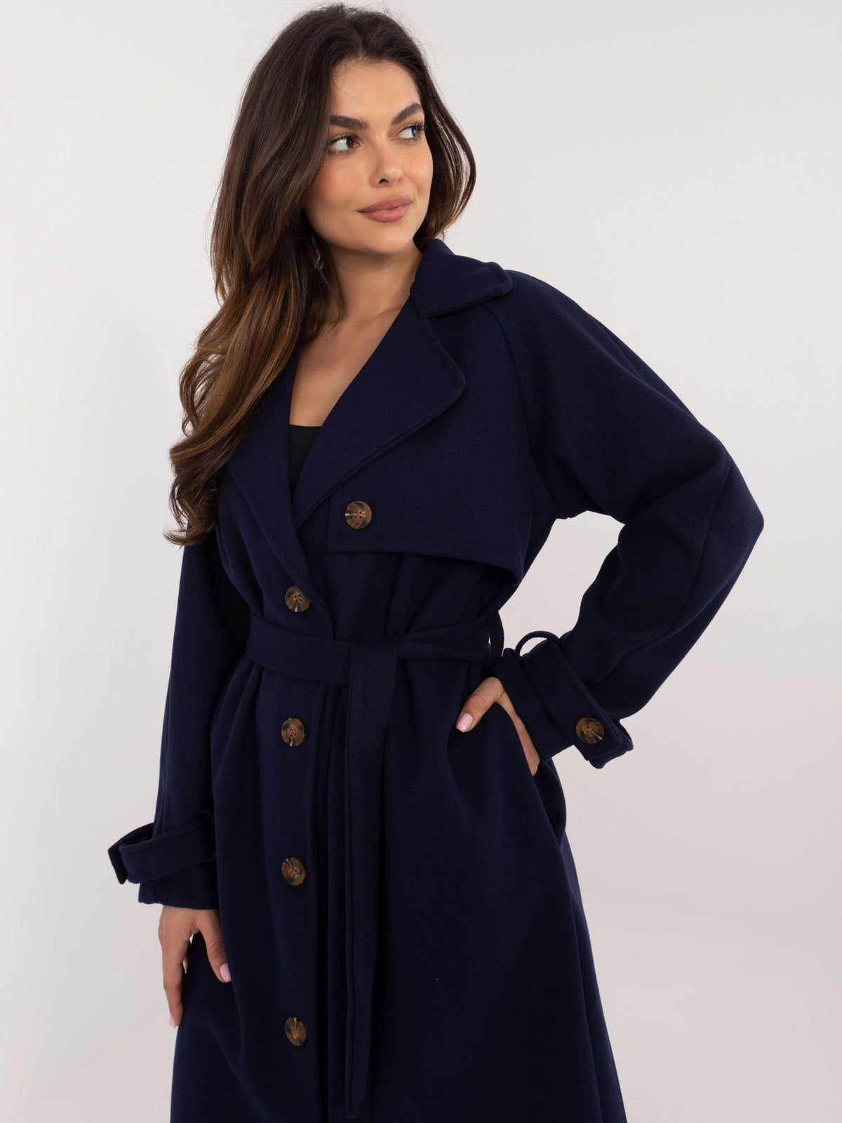 Donkerblauwe Trenchcoat met Ceintuur