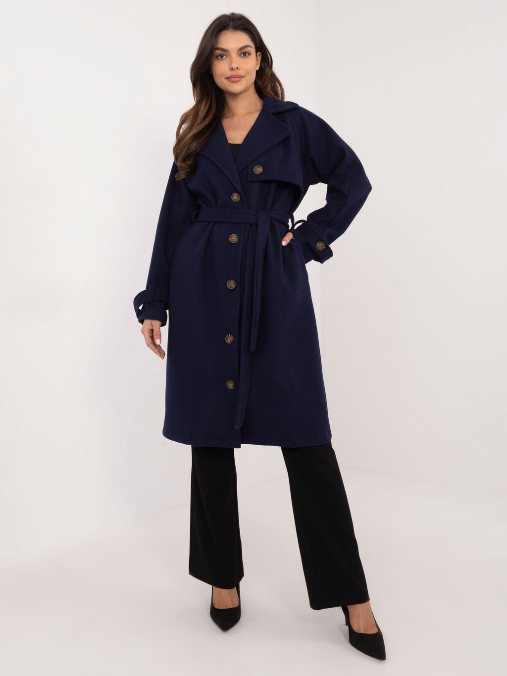 Donkerblauwe Trenchcoat met Ceintuur