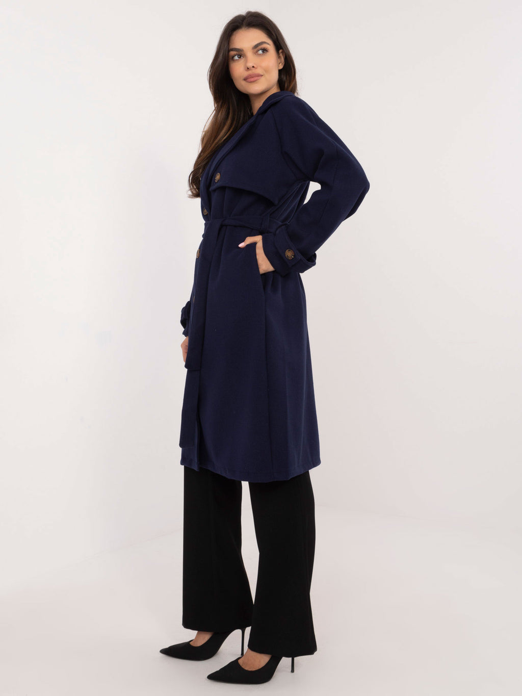 Donkerblauwe Trenchcoat met Ceintuur