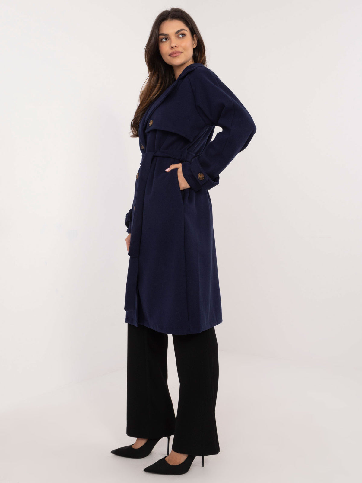 Donkerblauwe Trenchcoat met Ceintuur