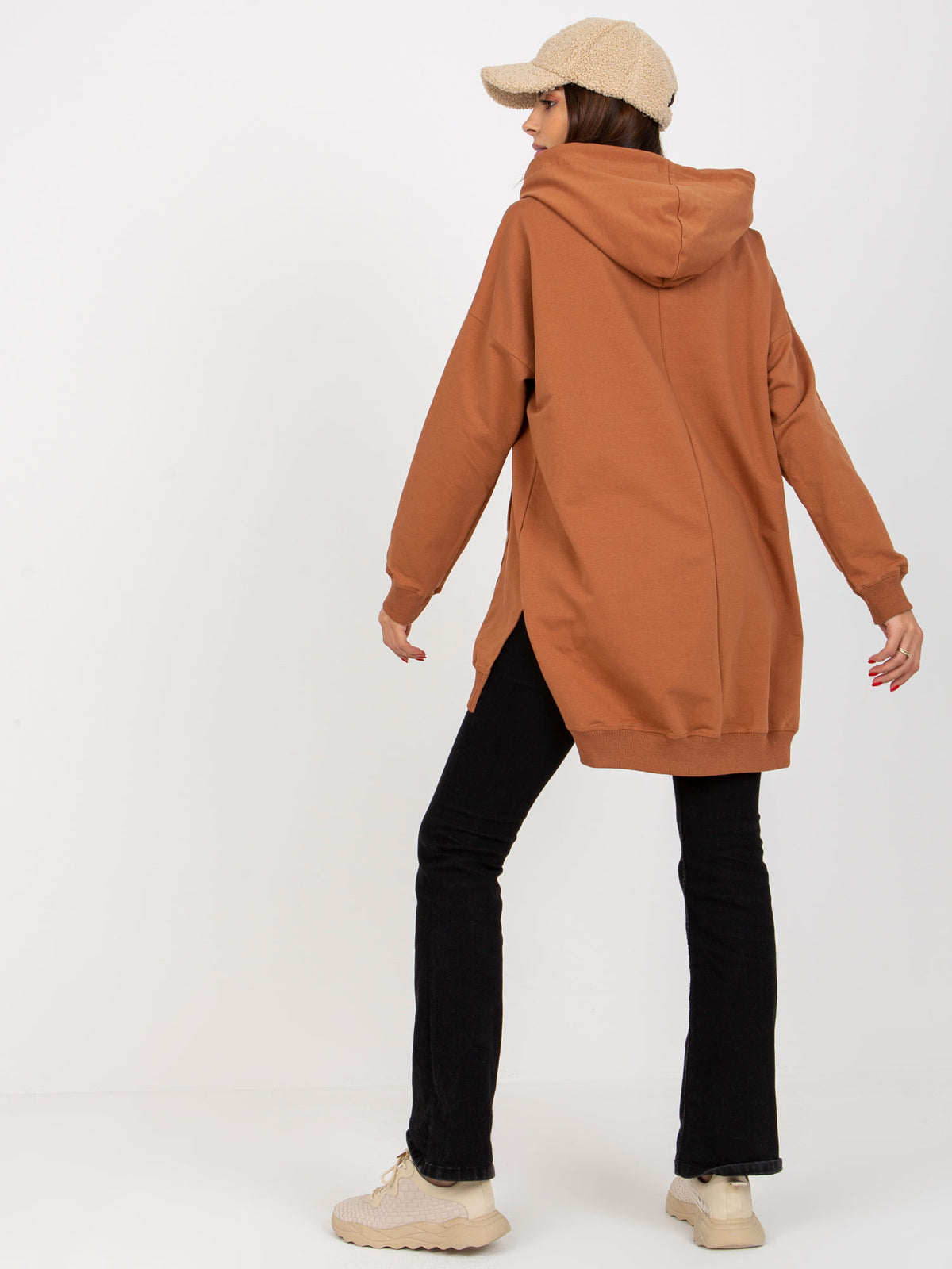 Lange Hoodie met Kangoeroezak – Lichtbruin