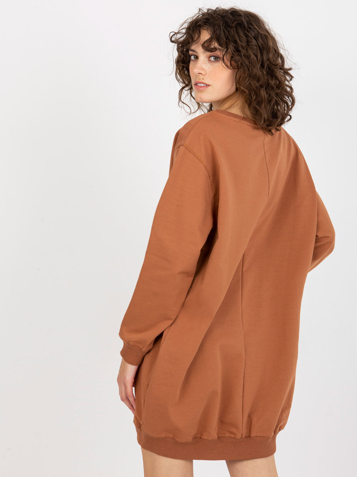 Lange Oversized Sweater met Print – Bruin/Groen