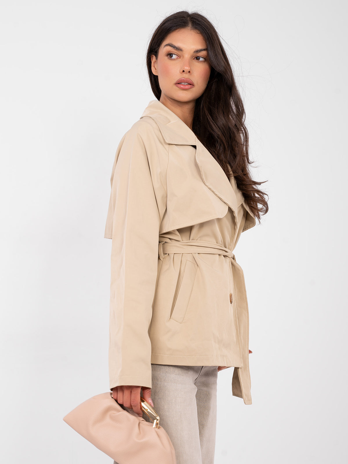 Korte Dames Trenchcoat met Ceintuur – Camel