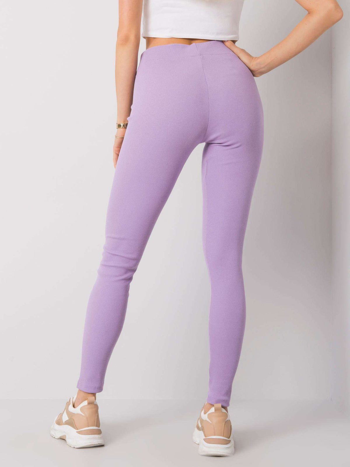 Geribde High-Waist Legging – Lichtpaars