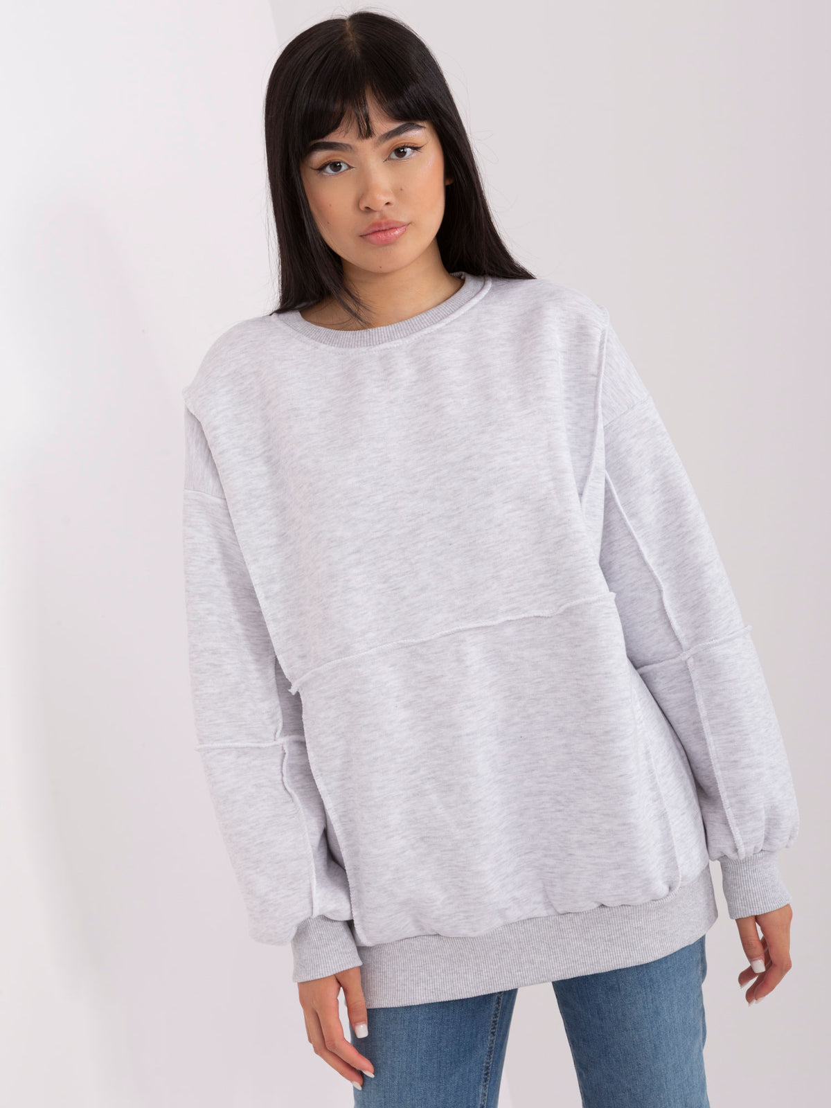 Oversized Sweater zonder Capuchon – Lichtgrijs
