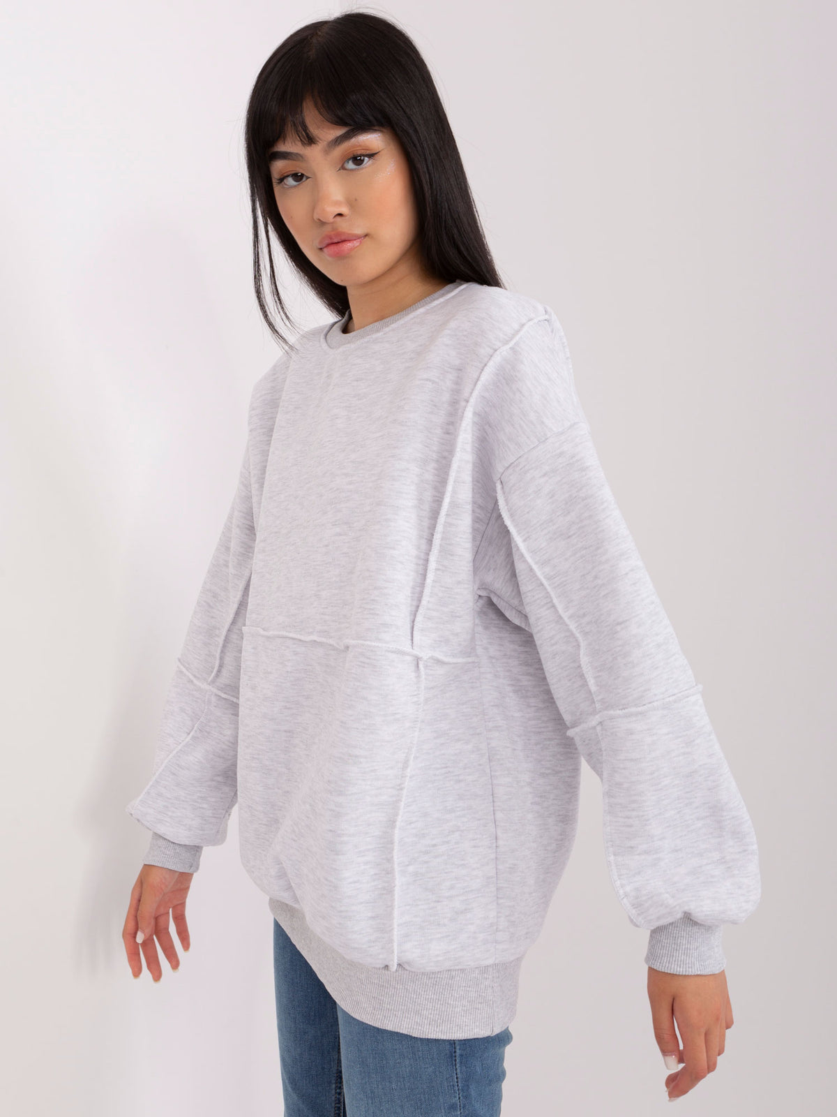 Oversized Sweater zonder Capuchon – Lichtgrijs