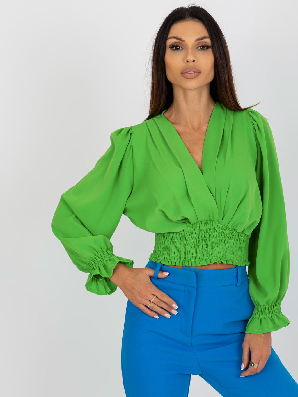 Blouse met Pofmouwen – Lichtgroen