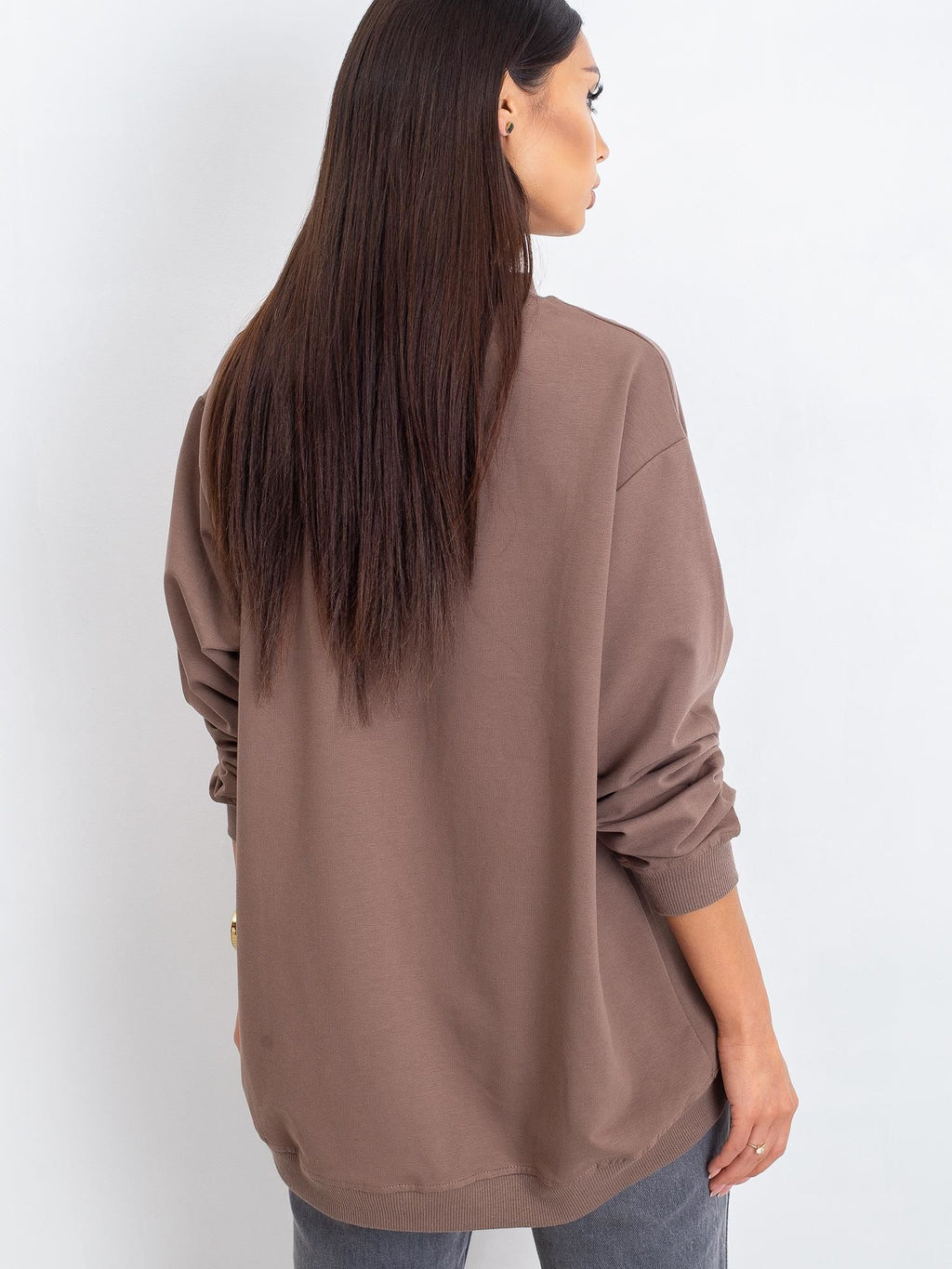 Basic Sweater met Hoge Kraag – Bruin