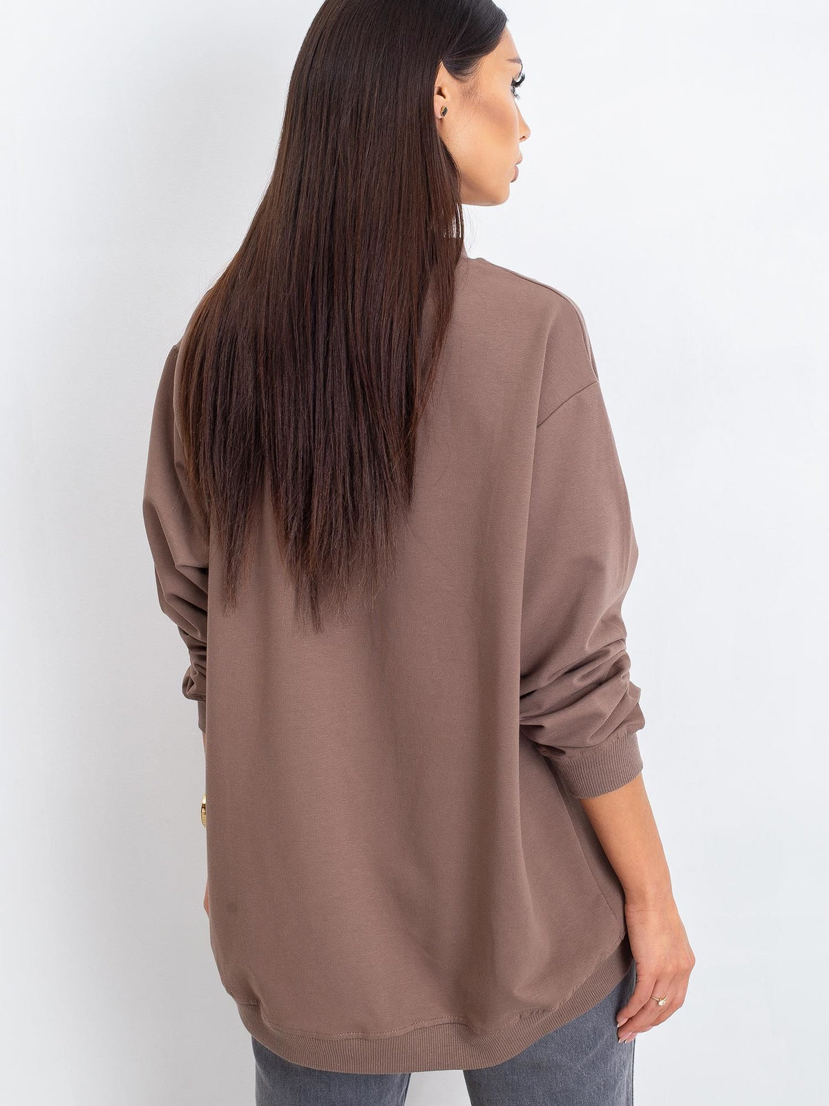 Basic Sweater met Hoge Kraag – Bruin