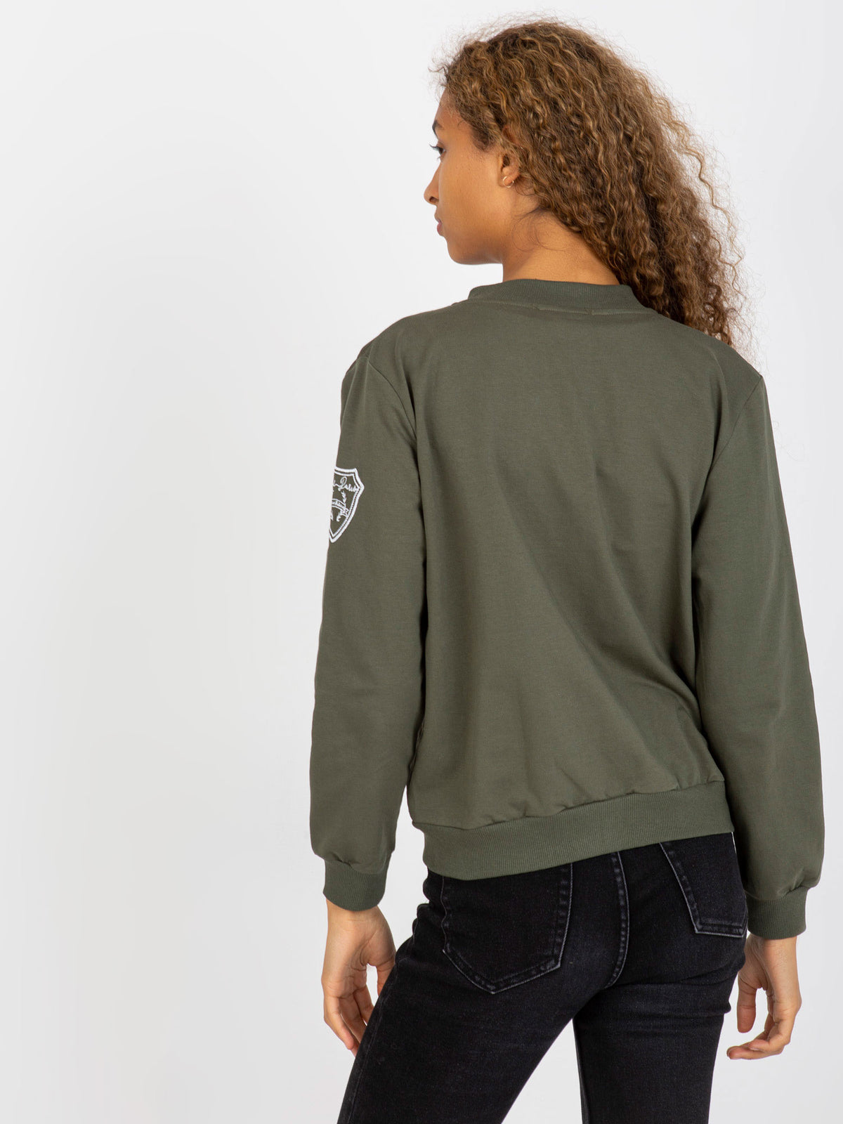 Gewatteerde Bomber Sweater – Khaki