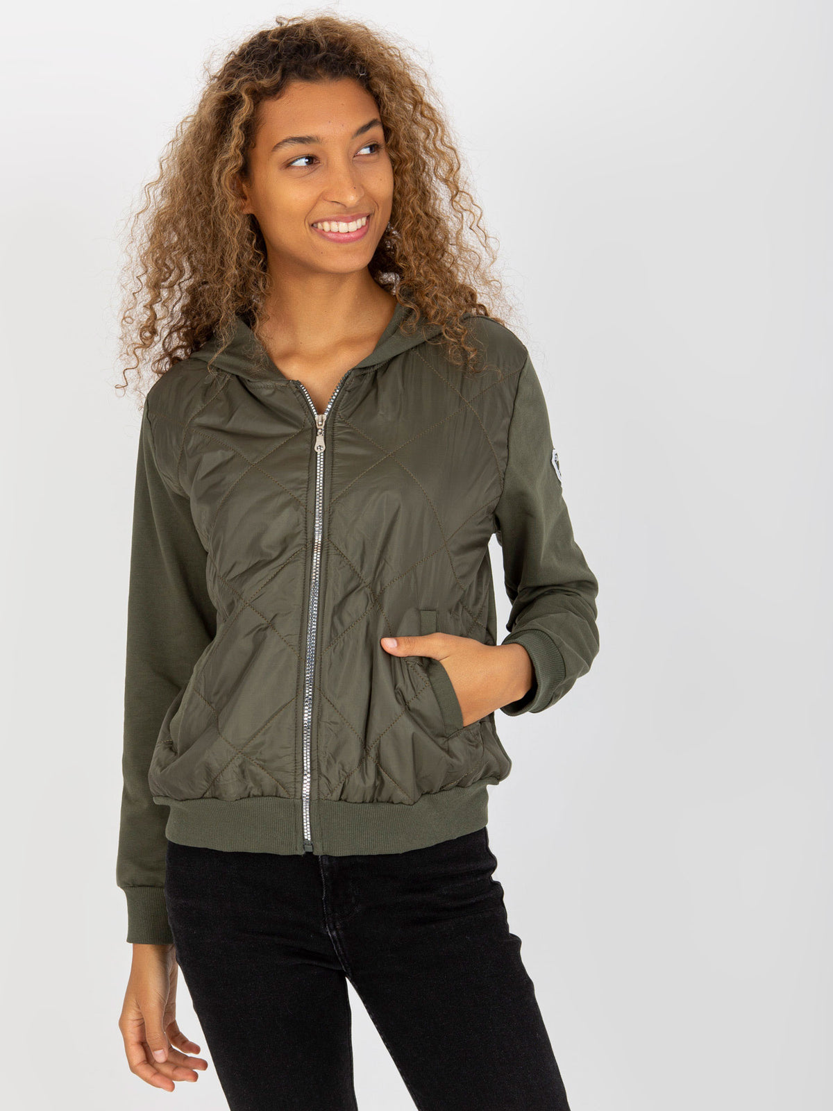 Gewatteerde Bomber Hoodie – Khaki