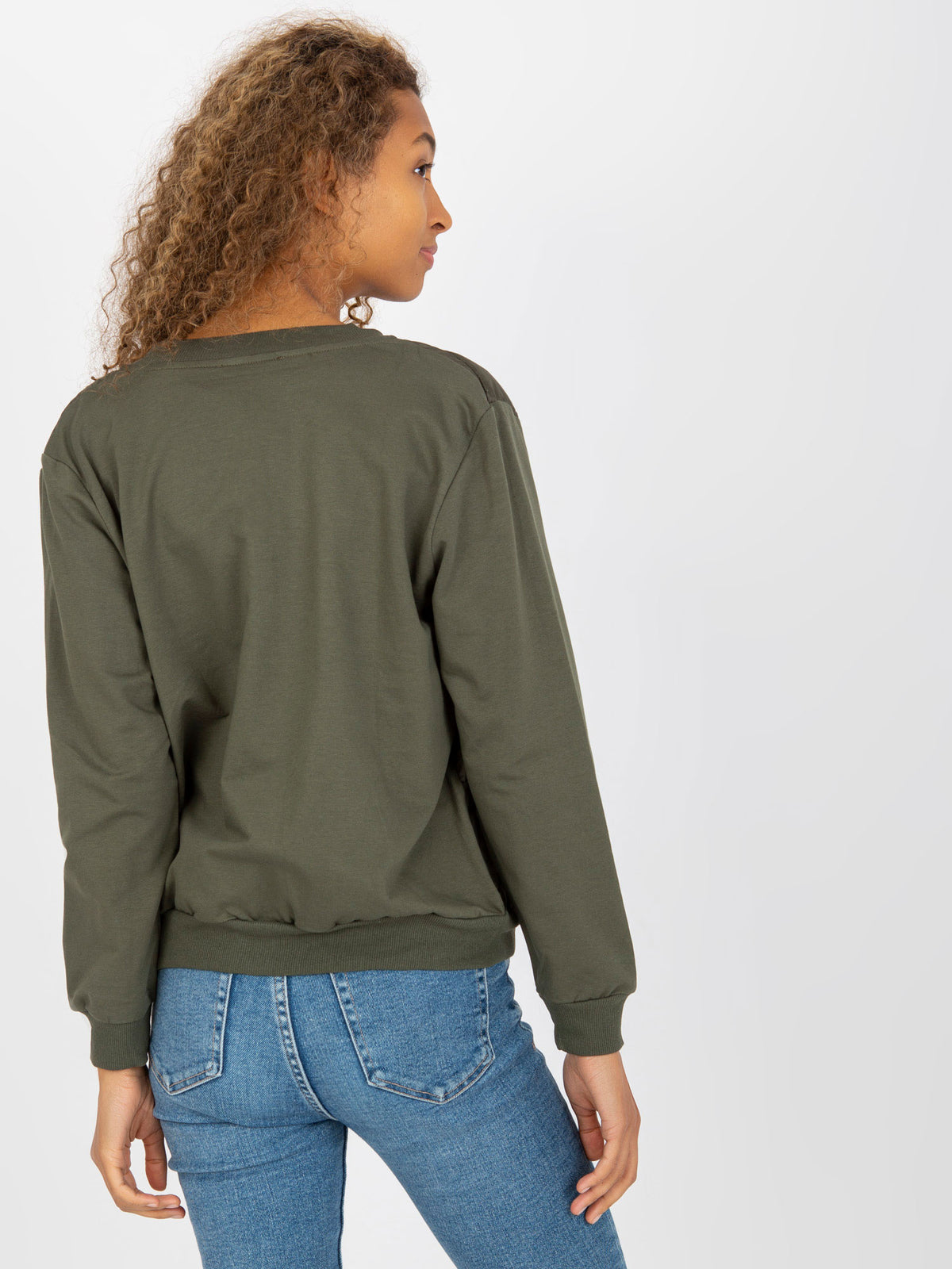 Gewatteerde Bomber Sweater met Patch – Khaki