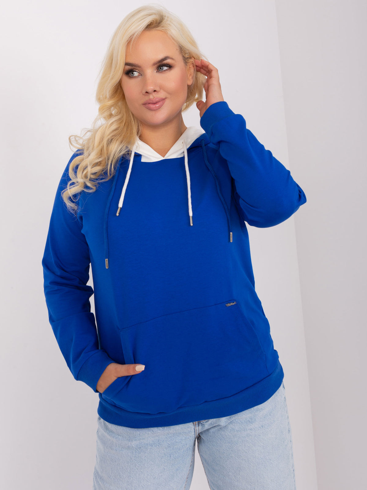 Basic Plus Size Hoodie – Kobaltblauw