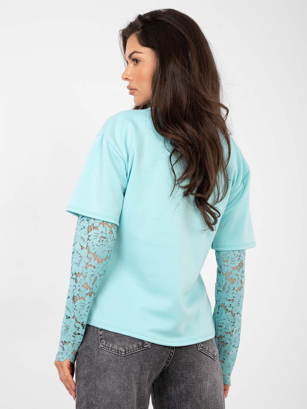Blouse met Kanten Mouwen – Mint