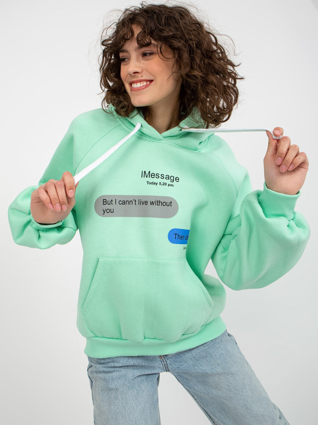 Oversized Hoodie met Print – Mint