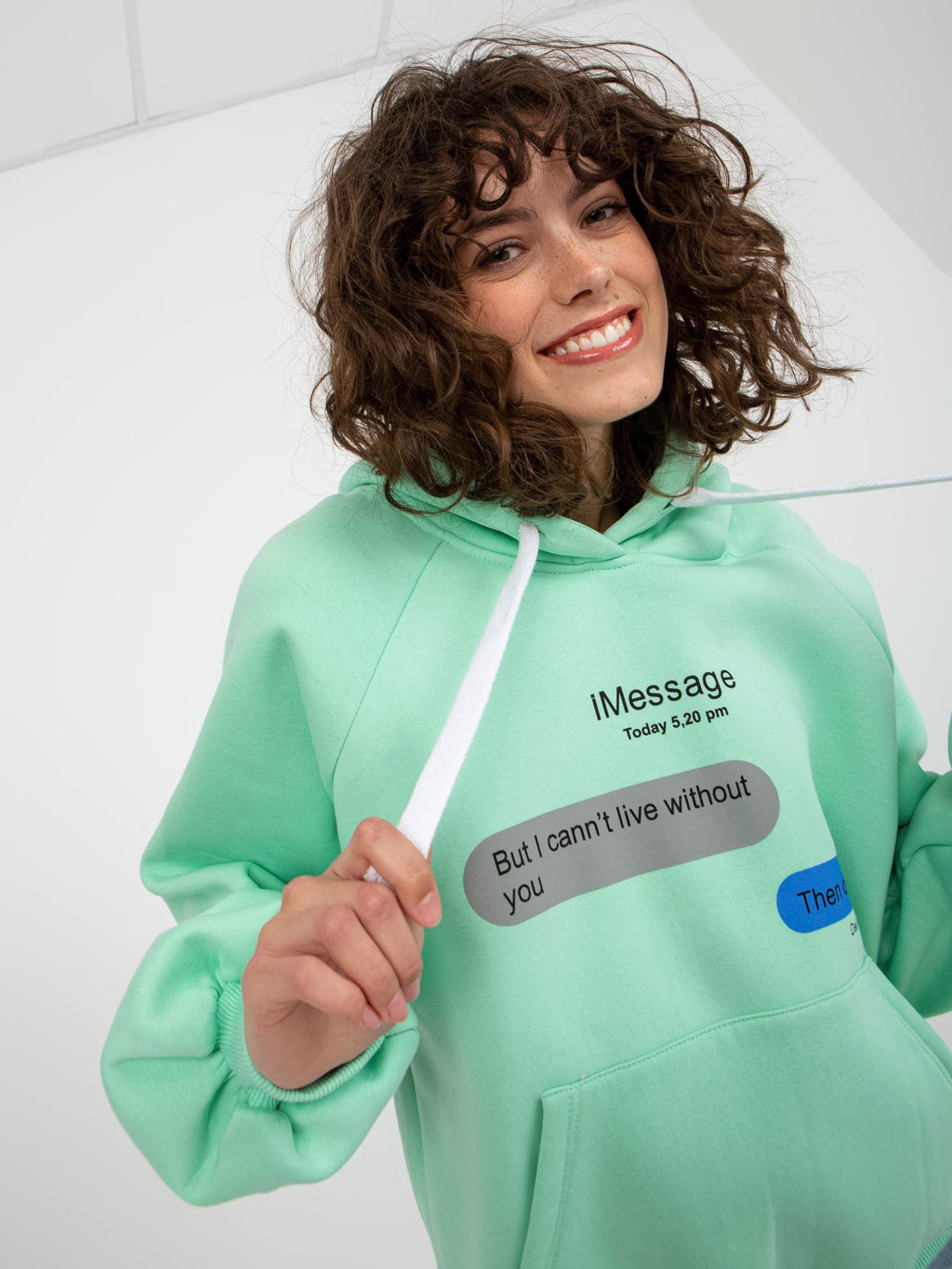 Oversized Hoodie met Print – Mint