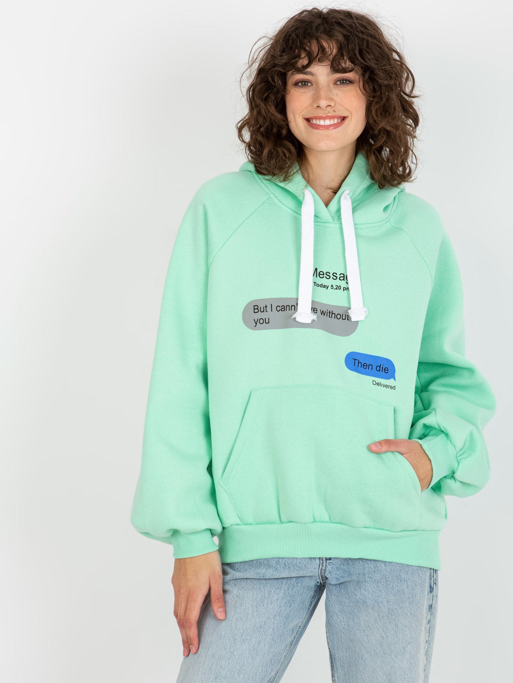 Oversized Hoodie met Print – Mint
