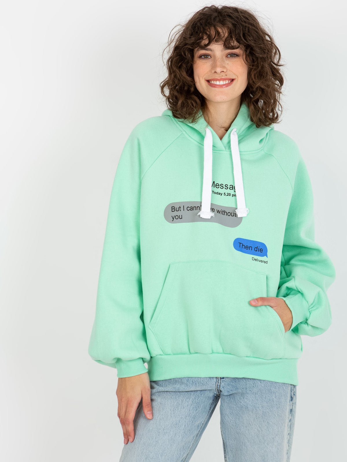 Oversized Hoodie met Print – Mint