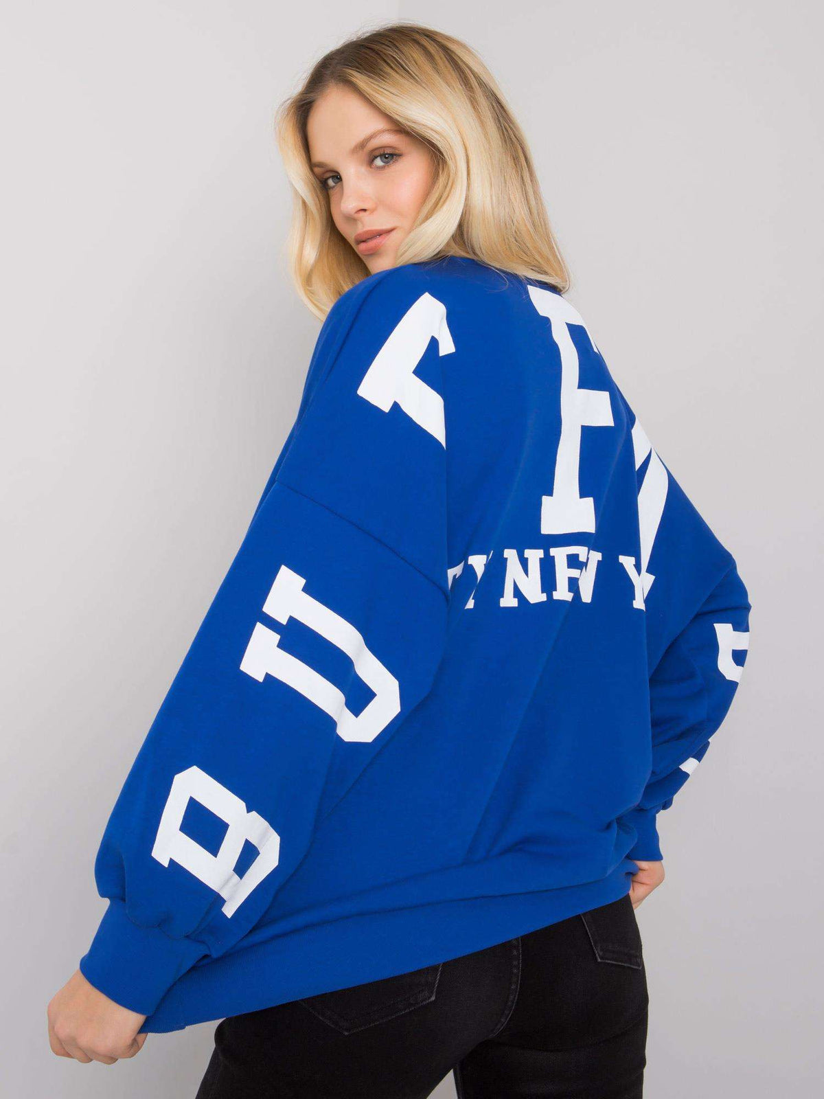 Brooke Sweater met Print – Kobaltblauw