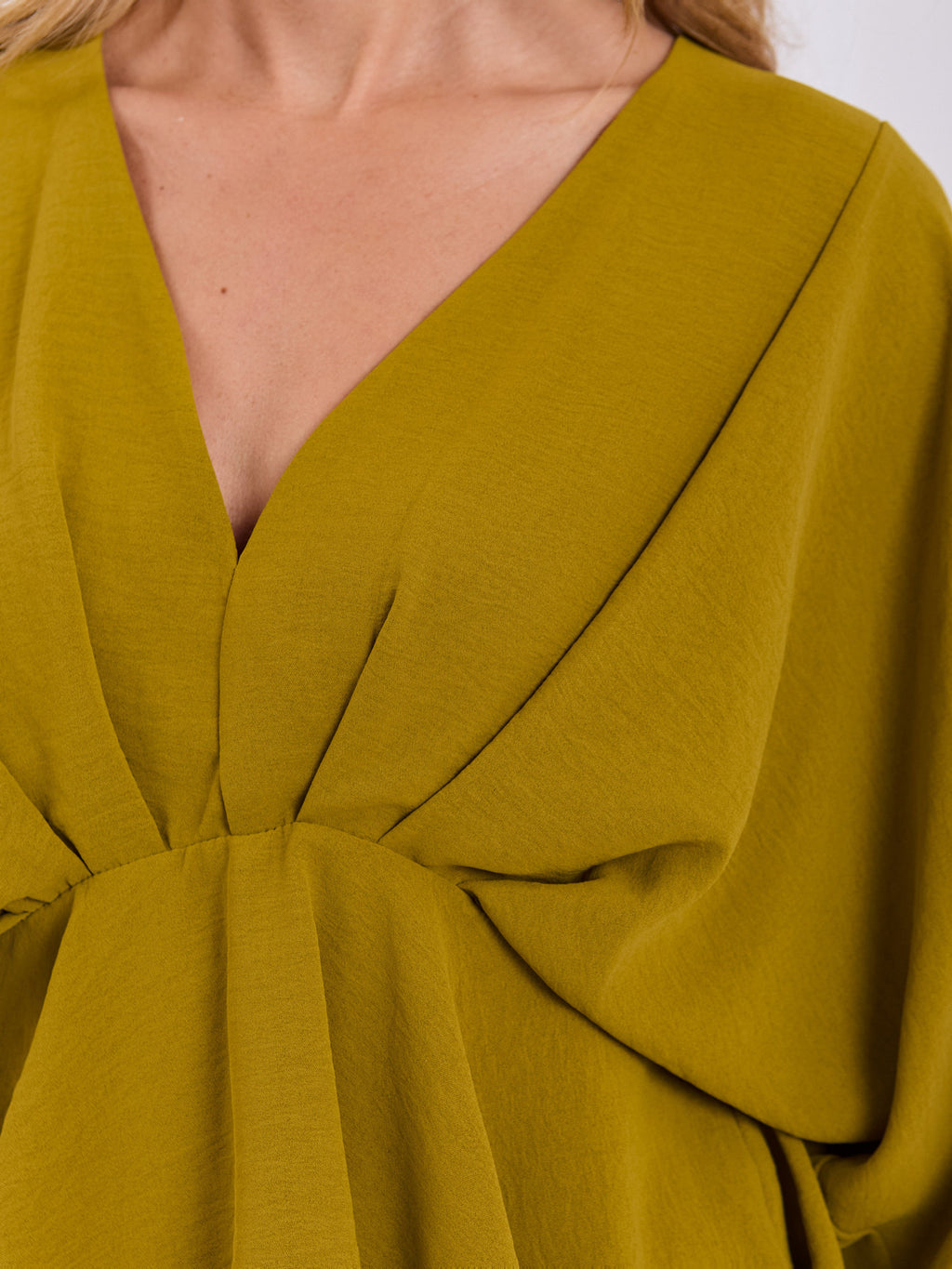 Kimono Blouse met V-hals – Olijfgroen