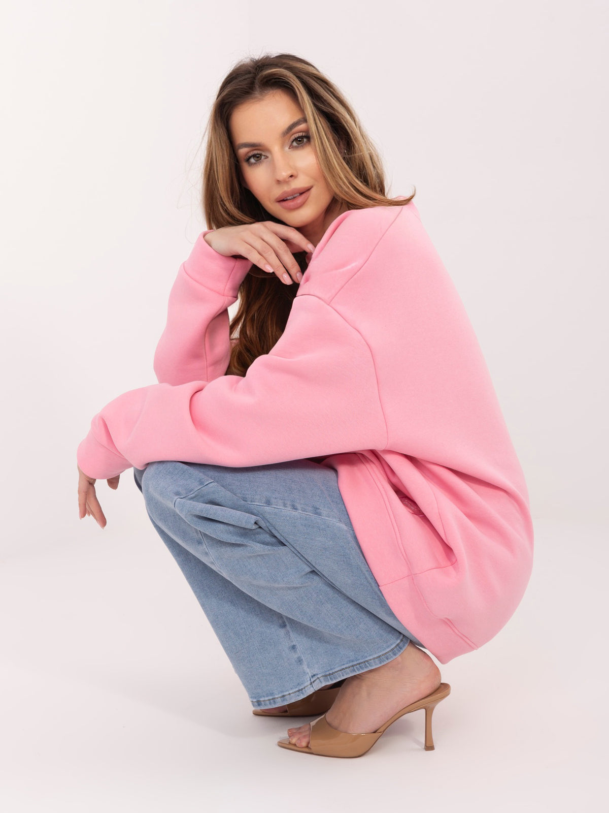 Oversized Sweater zonder Capuchon – Lichtroze