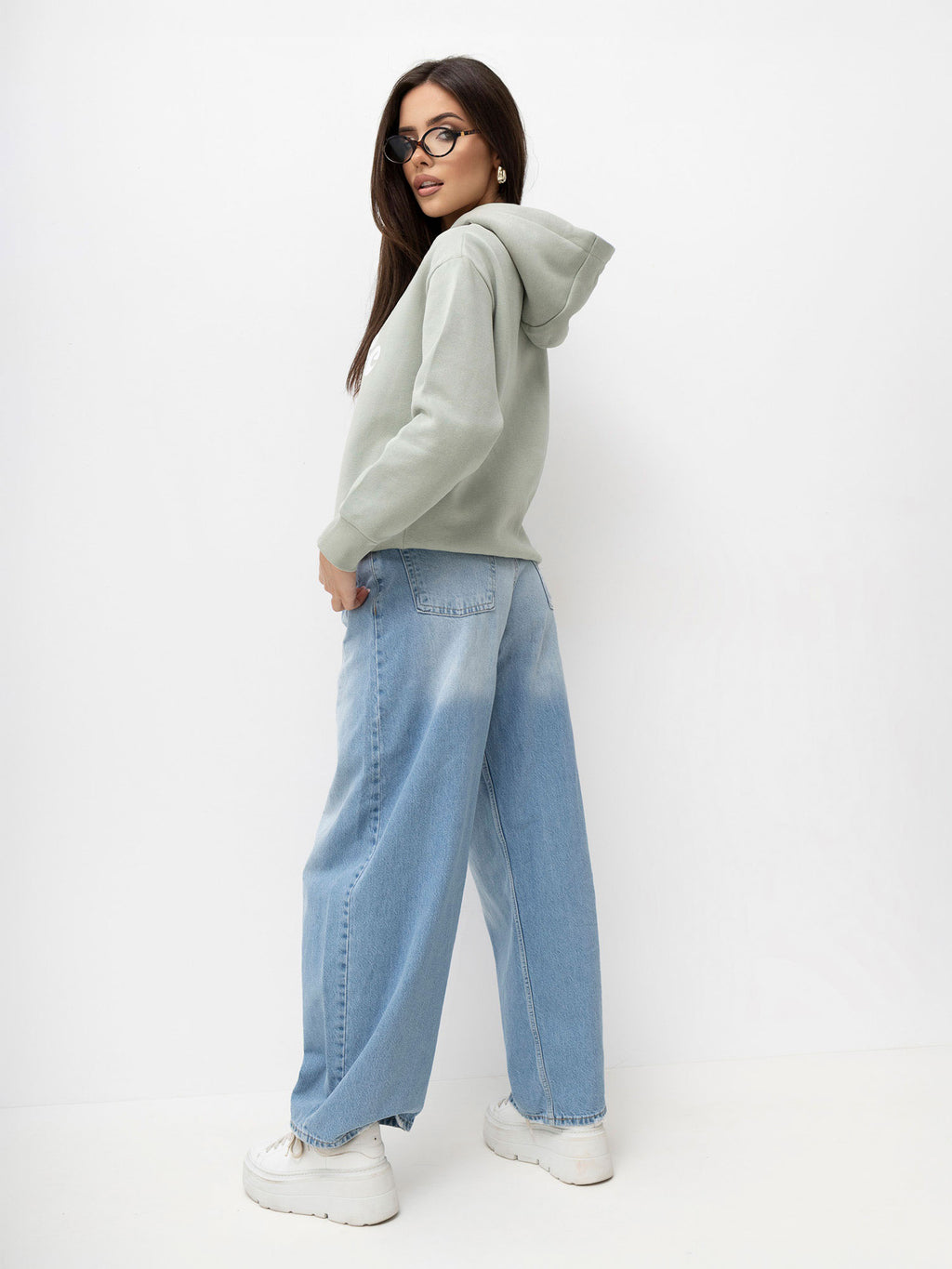 Hoodie met Print – Pistache