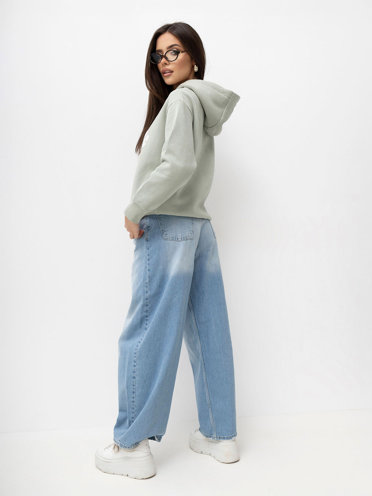 Hoodie met Print – Pistache