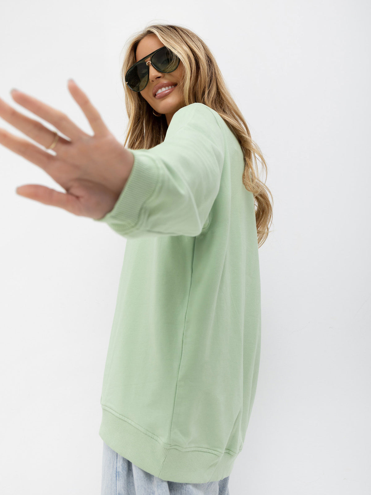 Basic Sweater met Hoge Kraag – Pistache