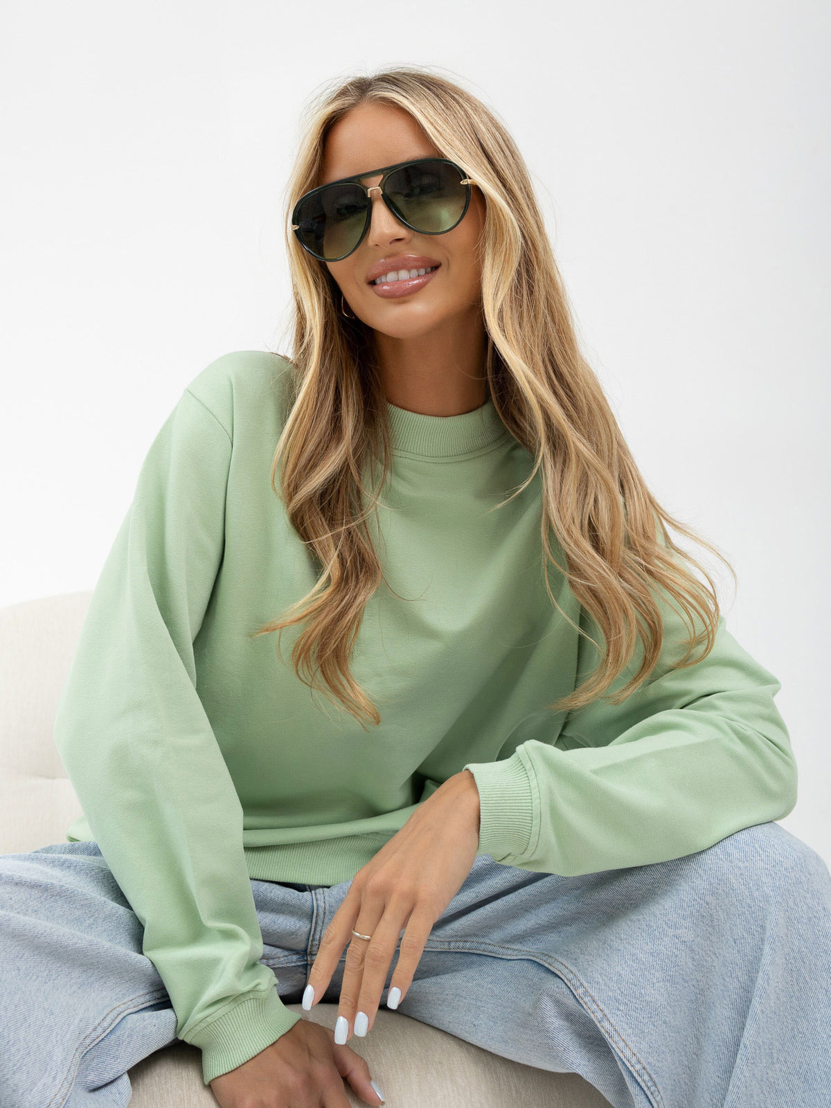 Basic Sweater met Hoge Kraag – Pistache
