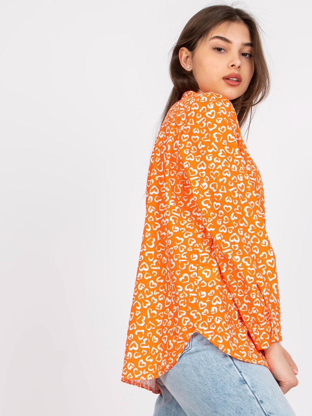 Blouse met Print en V-hals – Oranje