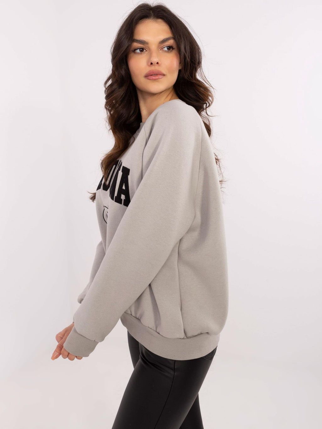 Oversized Sweater met Borduursel – Grijs