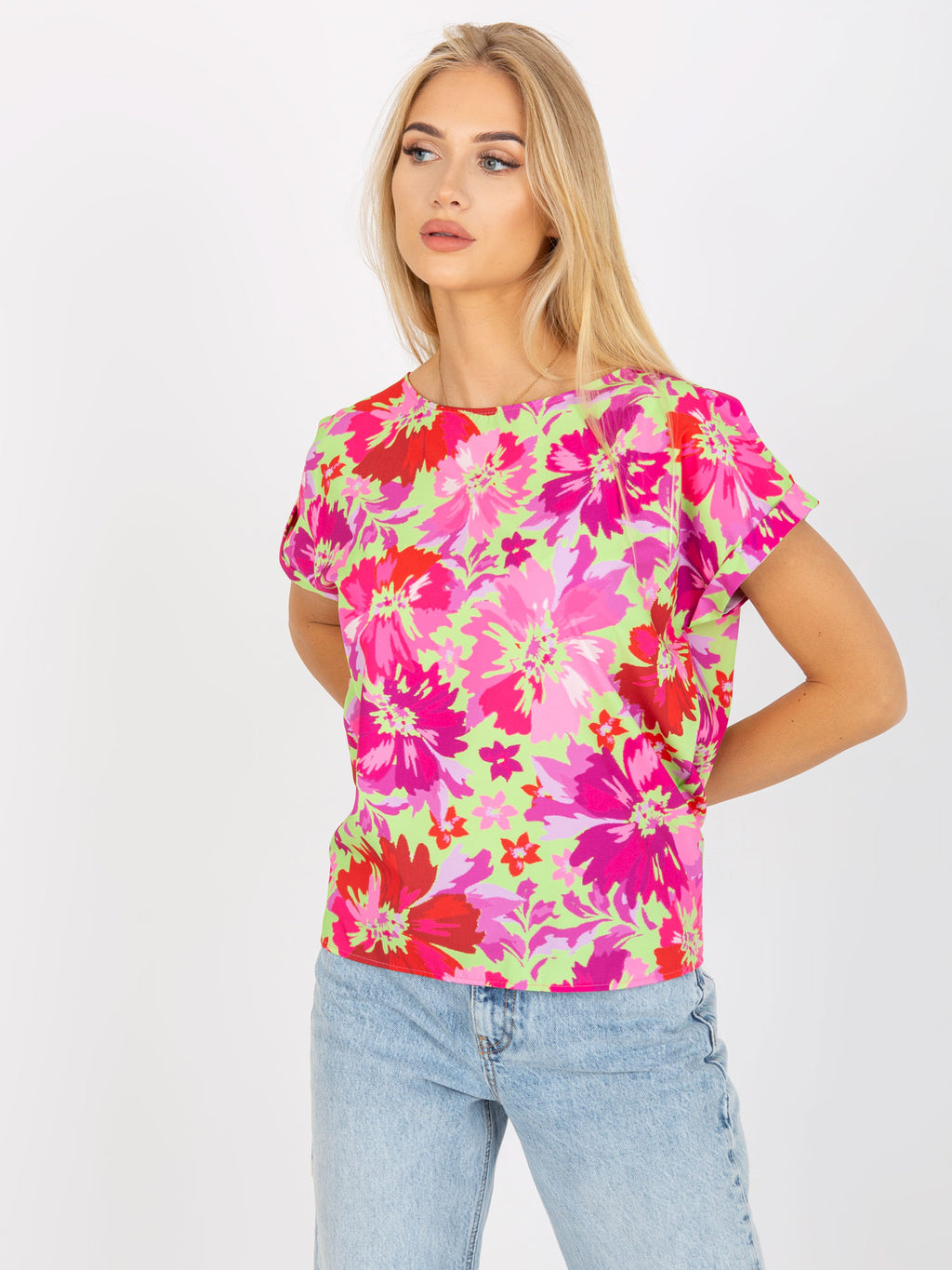 Blouse met Bloemenprint – Roze