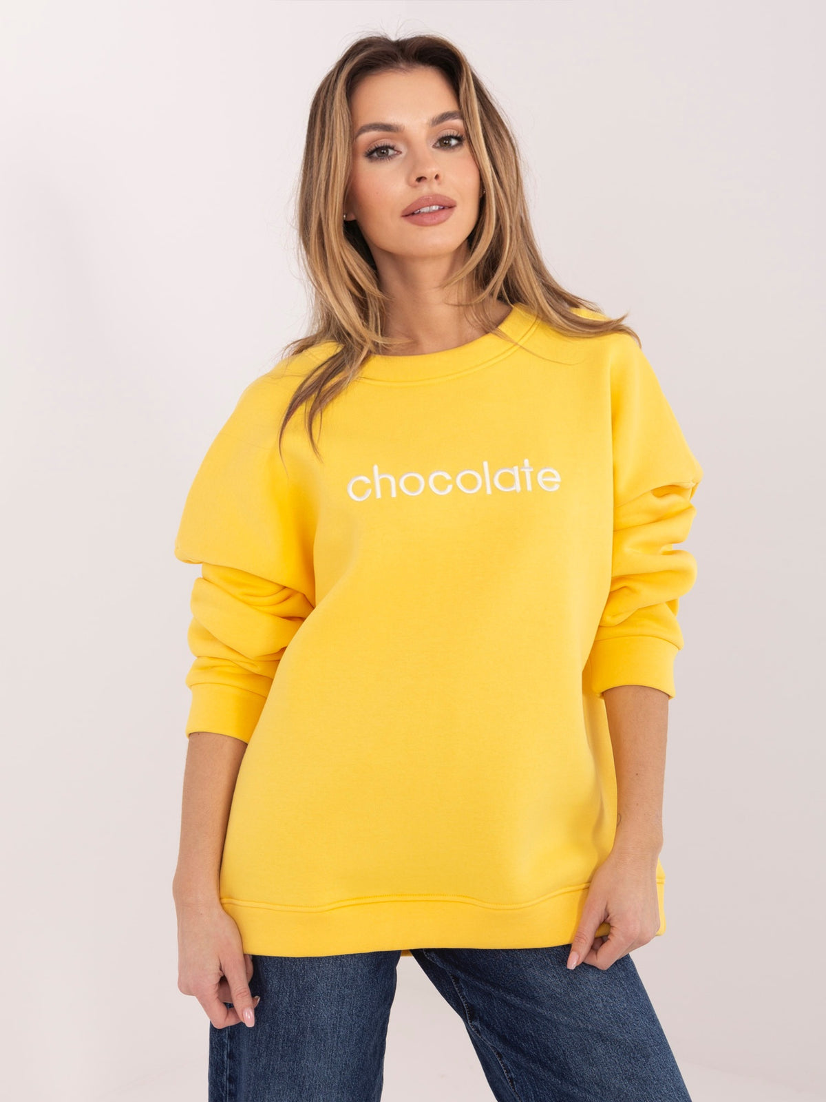 Sweater met Chocolate-Print – Geel