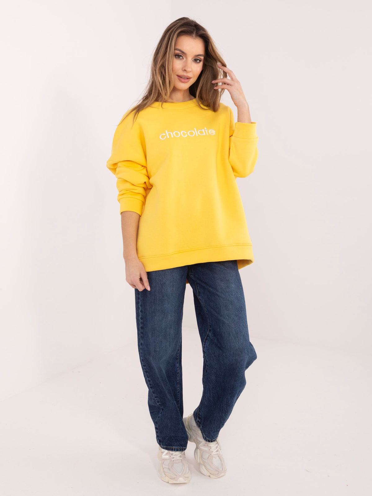Sweater met Chocolate-Print – Geel